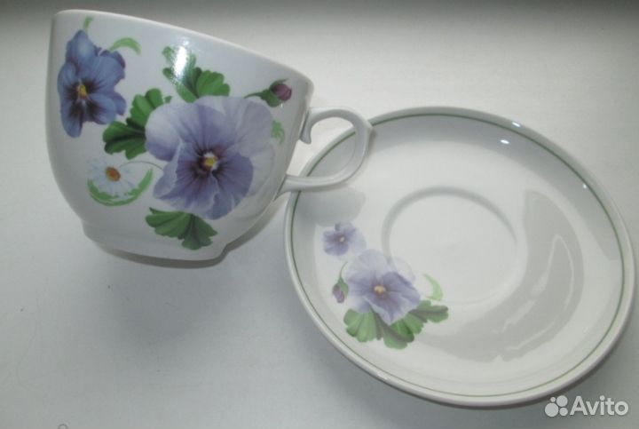 Фарфор. большая чайная пара. добрушинский фз,ссср