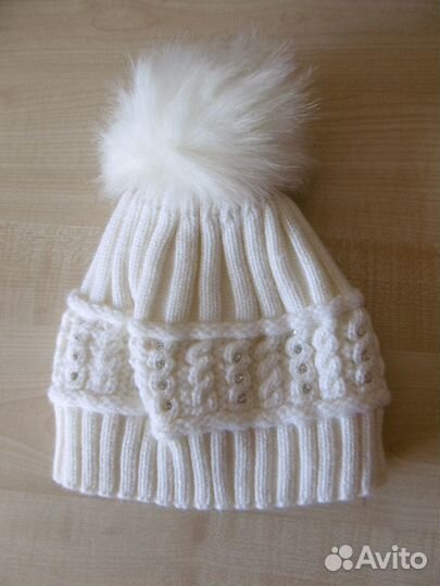 Шапка двойная вязаная для девочки новая