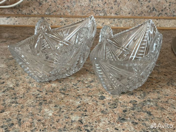 Хрустальная ваза ладья