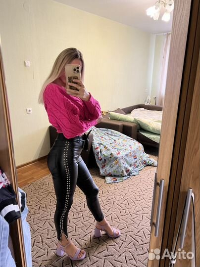 Леггинсы брюки кожаные женские 40 42 размер