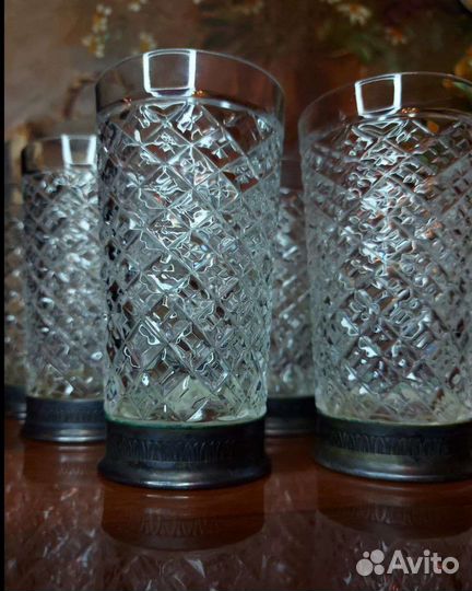 Стакан, стопка, Мельхиор,Хрусталь Винтаж