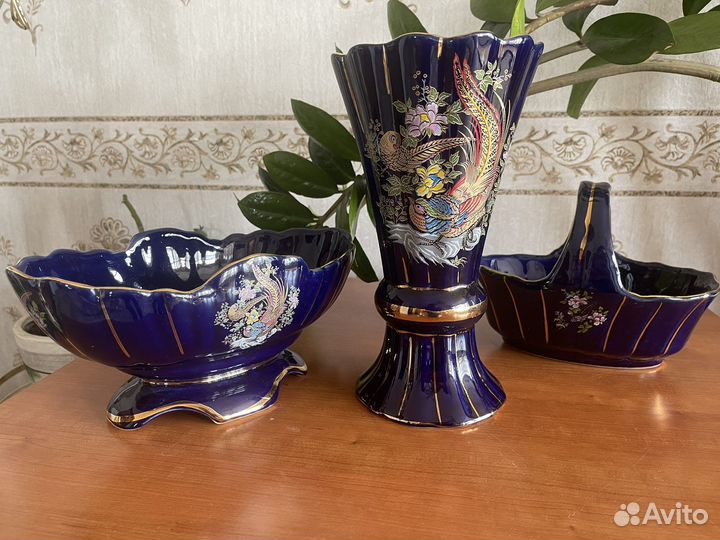 Фарфоровые вазы синий кобальт Турция