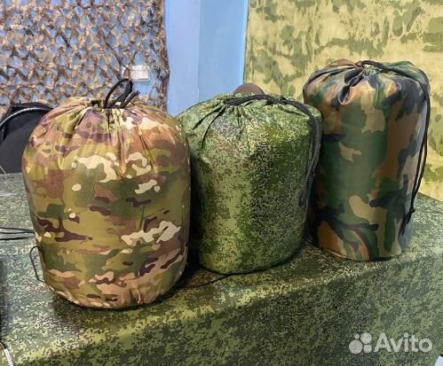 Спальный мешок на флисе, военный, 3 слоя, до -20