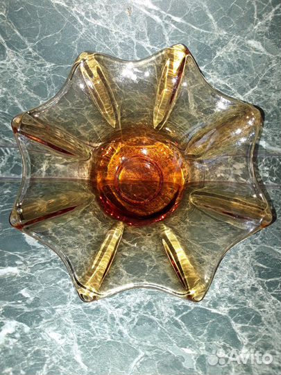 Ваза цветное гутное стекло СССР для фруктов