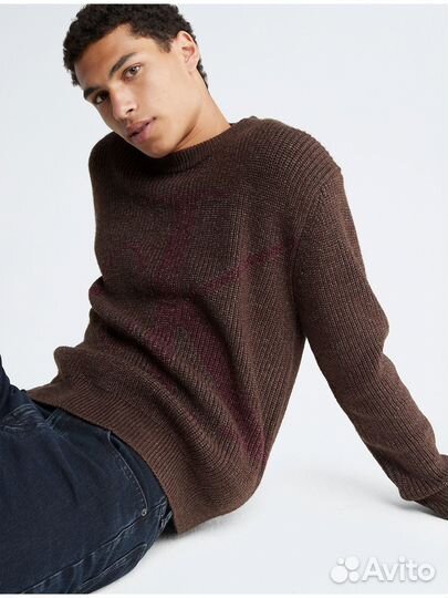 Свитер Calvin Klein Monogram Logo Ribbed Java