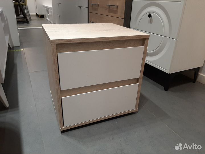 Тумба прикроватная 2 ящика дуб/миндаль