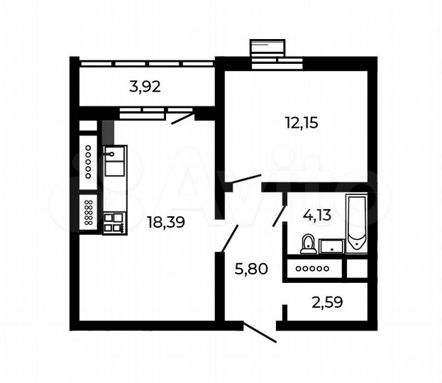 1-к. квартира, 45 м², 3/5 эт.