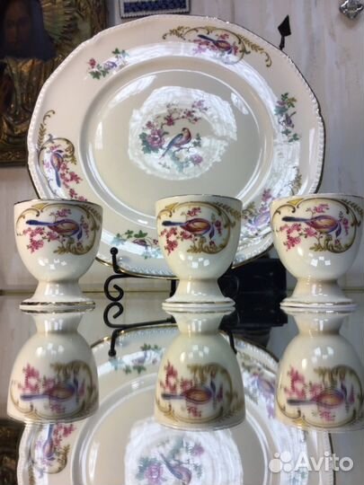 Подставка яйца пасха тарелка антиквариат 4 предмет