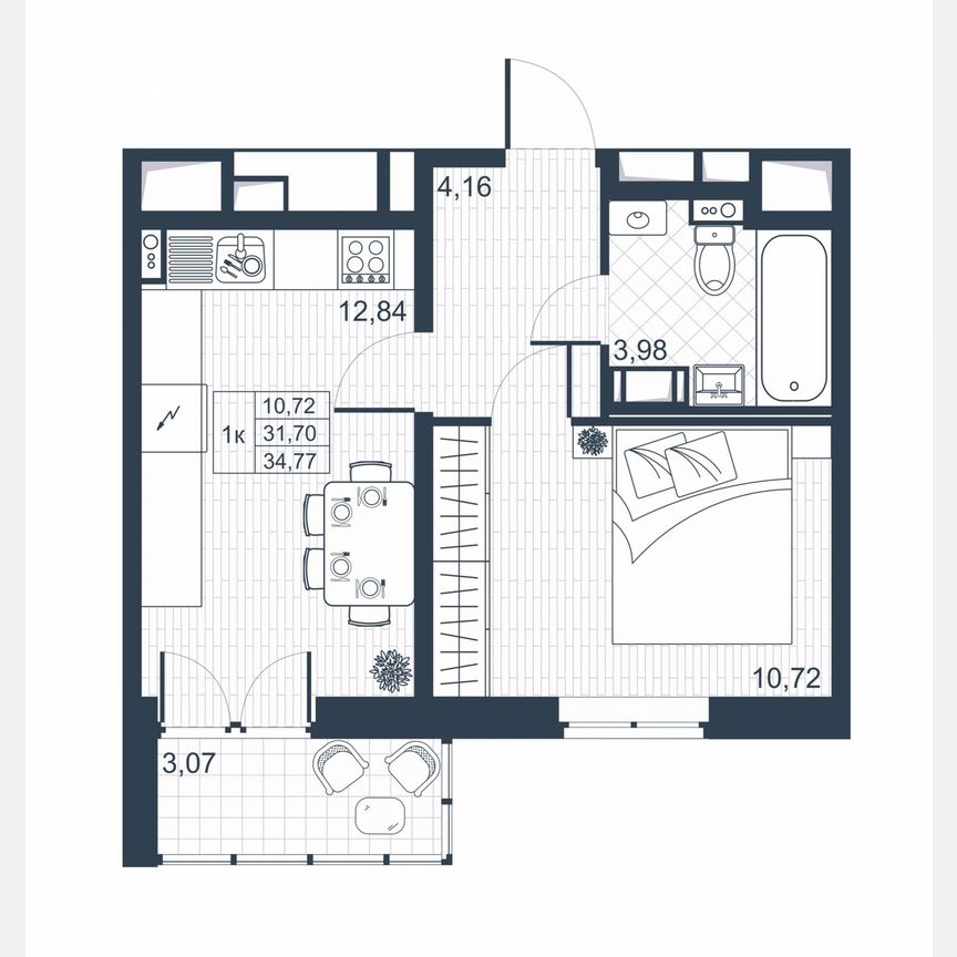 1-к. квартира, 33,2 м², 8/8 эт.