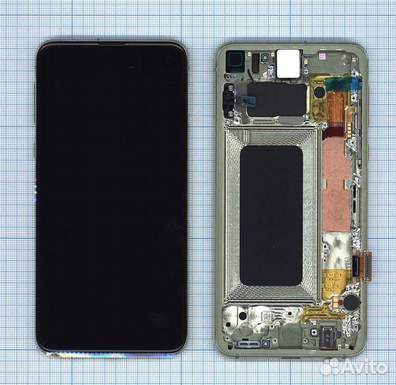 Дисплей Samsung SM-G970FD желтый+рамка Orig