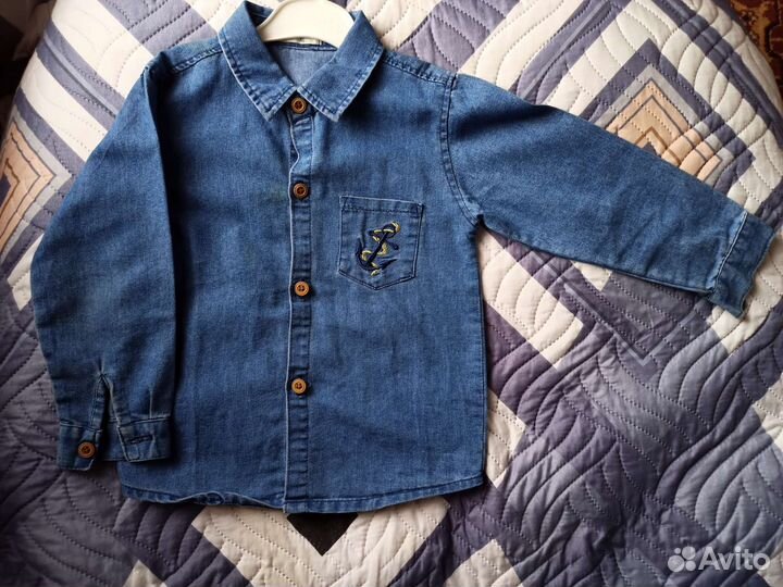 Джинсовая рубашка детская 98см