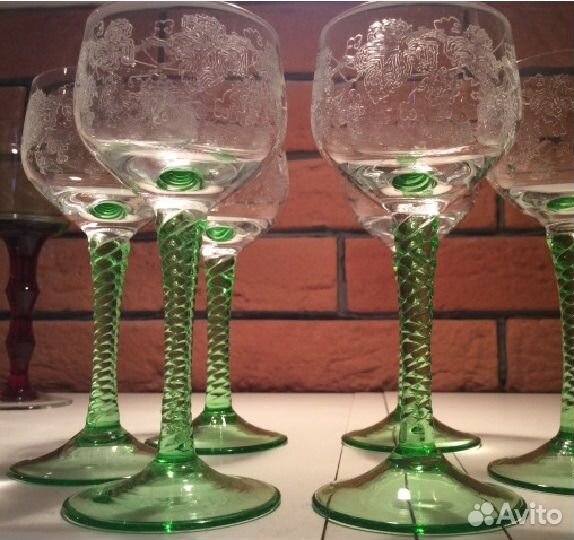 Рюмки двуцветные, антикварные, Богемия