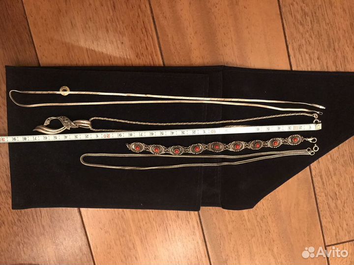 Серебряные цепочки, кулон подвеска, браслет