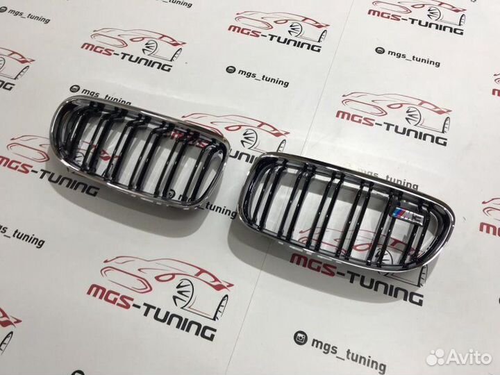 Ноздри BMW 3 серии E90 Черный глянец + Хром М