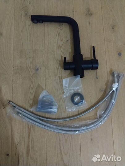 Смеситель для кухни с фильтром черный flumen fulda