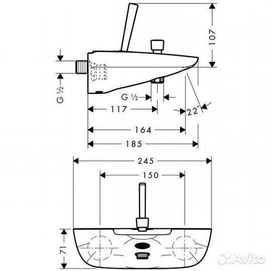 Смеситель для ванной Hansgrohe PuraVida 15472000