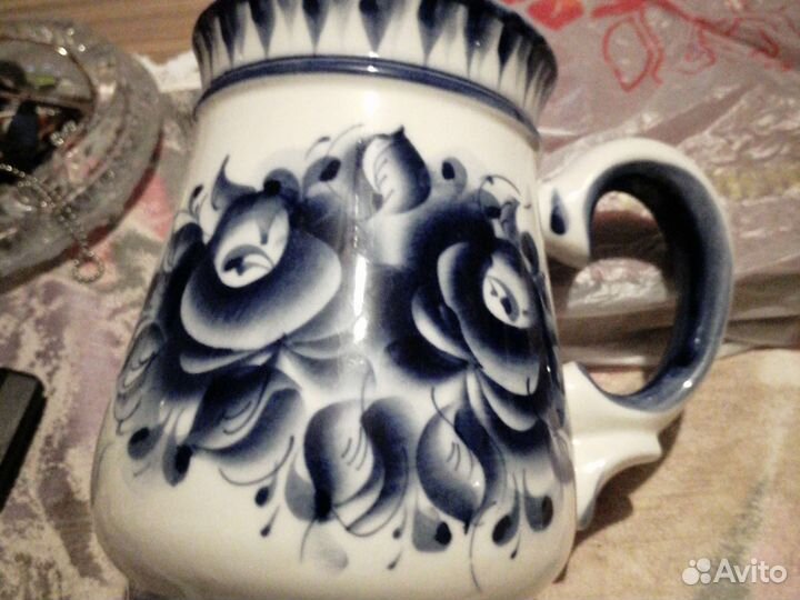 Таз 5л латунь,сито СССР, кружка гжель и др