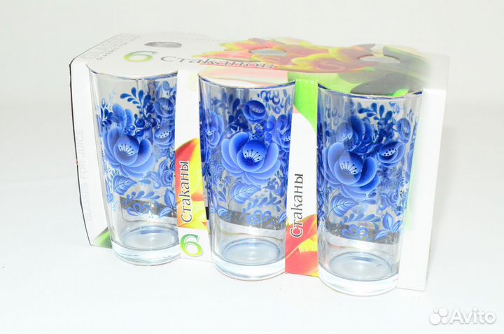 Набор стаканов высоких 230мл/6шт/гжель / П-С