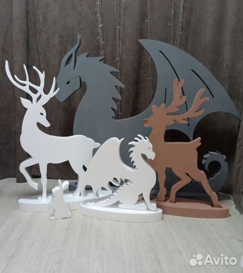 Ёлочки,олени, драконы из пенопласта