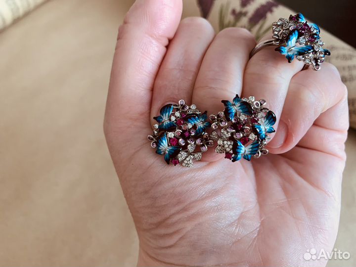 Серебряный комплект с эмалью