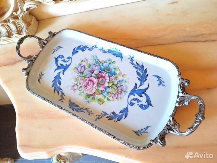 Поднос фарфоровый блюдо Limoges Франция винтаж