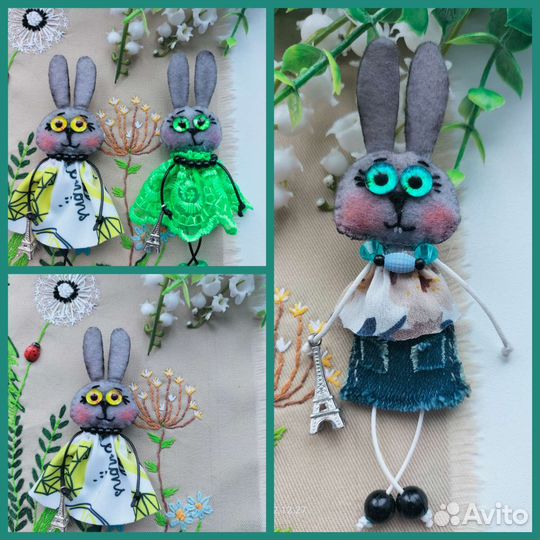 Брошка Зайка