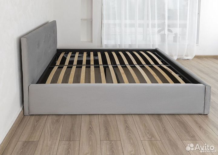 Кровать Евро 200х200 серый велюр