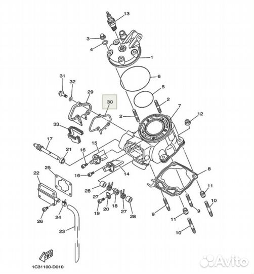 Прокладка цилиндра Yamaha YZ125 1c3-11993-00