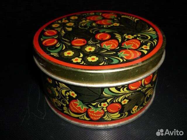 Банка жестяная СССР клубника под Хохлому клюква
