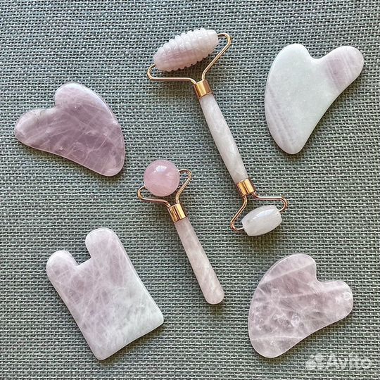 Гуаша и массажеры из розового кварца / нефрита