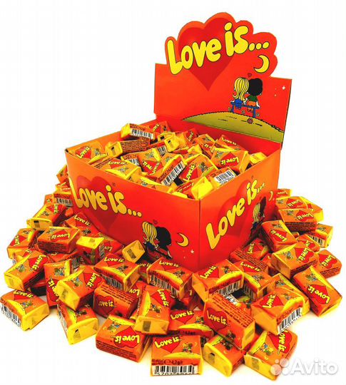 Жвачка Love is блок (100 шт.) ананас-апельсин