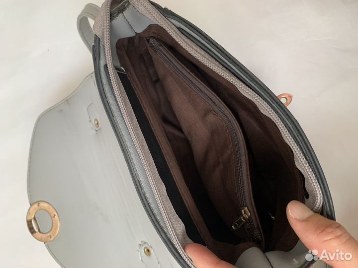 Женская сумка через плечо, серая 17*22