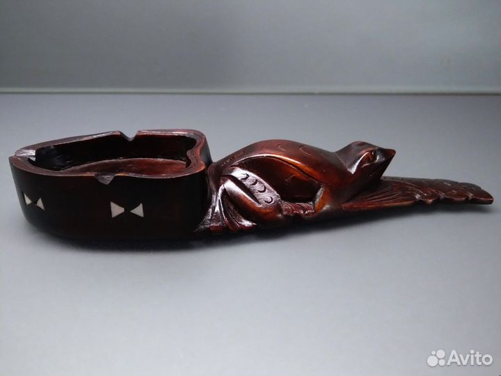 Пепельница деревянная резная лягушка Азия