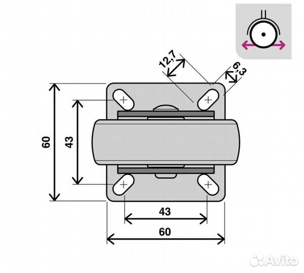 Колесо для оборудования неповоротное без тормоза д