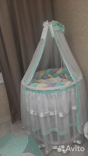 Кроватка трансформер с маятником круглая-овальная