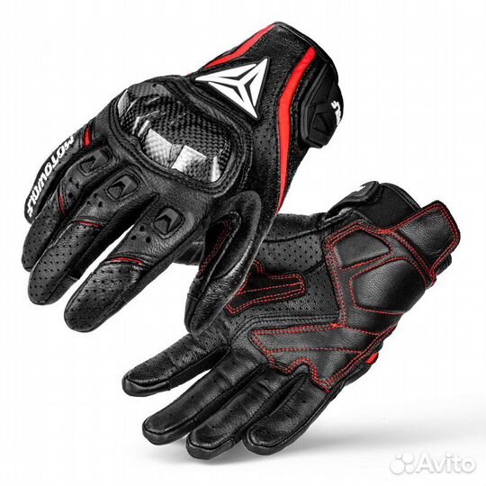 Мотоперчатки из натуральной кожи и текстиль