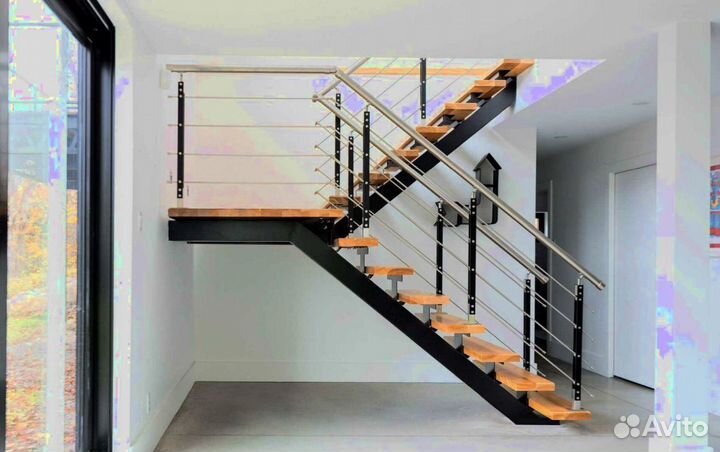 Лестница на металлокаркасе дизайн 4263