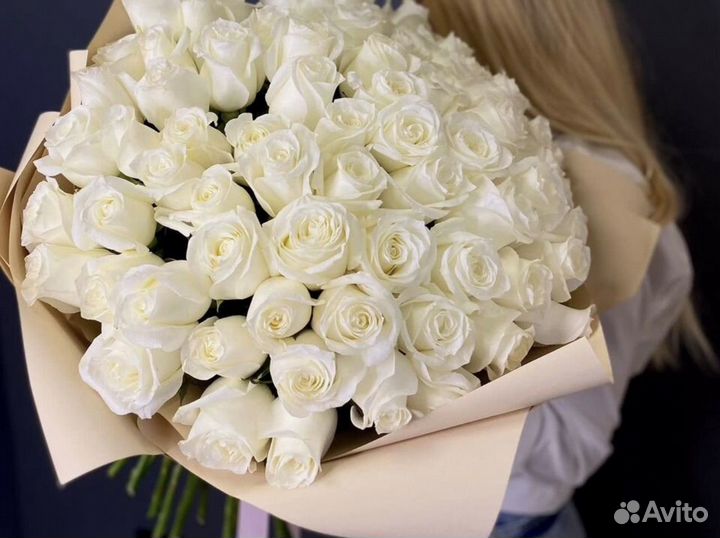 51 белая роза букет с доставкой