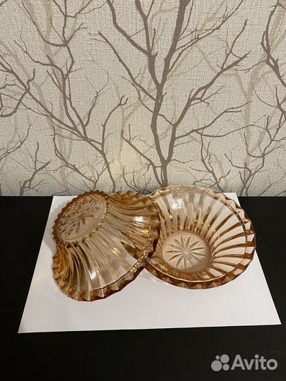 Ваза для фруктов цветное стекло СССР