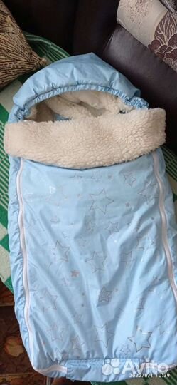 Зимний конверт в коляску на овчине