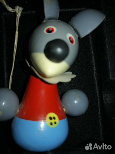 Игрушка Мышонок, деревянная, на резинках, СССР