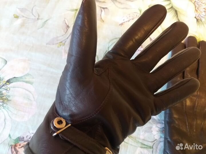 Мужские кожаные перчатки зимние