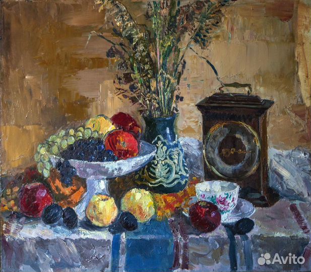 Натюрморт с часами, х/м