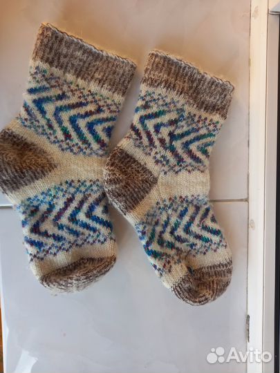 Носки ручной вязки шерстяные детские