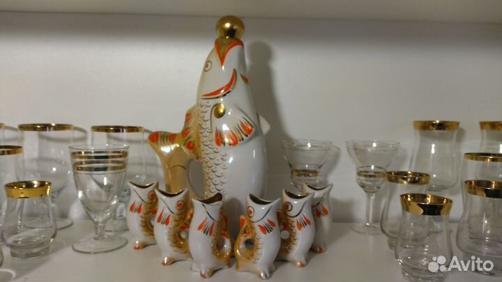 Набор штоф Рыба с рыбками СССР