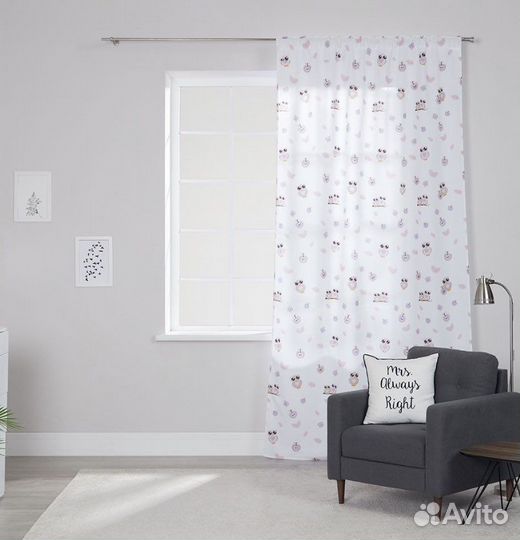 Новые подшитые Шторы в детскую с совами 2 шт