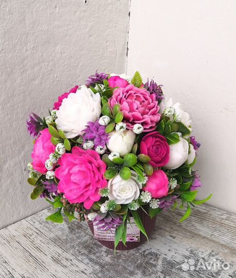 Букет цветов из мыла. Пионы