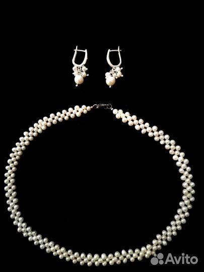 Комплект из натурального жемчуга