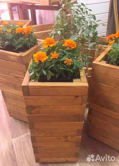 Кашпо для цветов, ящики цветов, горшки из дерева