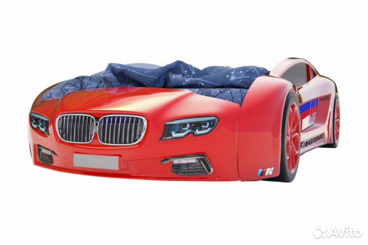 Кровать машина 3D BMW красная